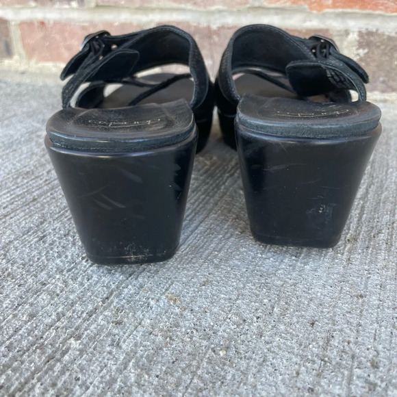 Dansko Sophie Slide Sandal Womens 39 Comfort Wedge Clog Black Leather Sparkle - Picture 4 of 7